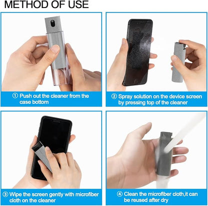 Screen Cleaner Touchscreen Mist Spray, walrfid Cleaning Kit for Electronic Smart Phone TV, Laptop, Tablet, PC, Computer LCD Flat Screens, Eyeglasses, iPhone, iPad, MacBook Pro - Light Grey