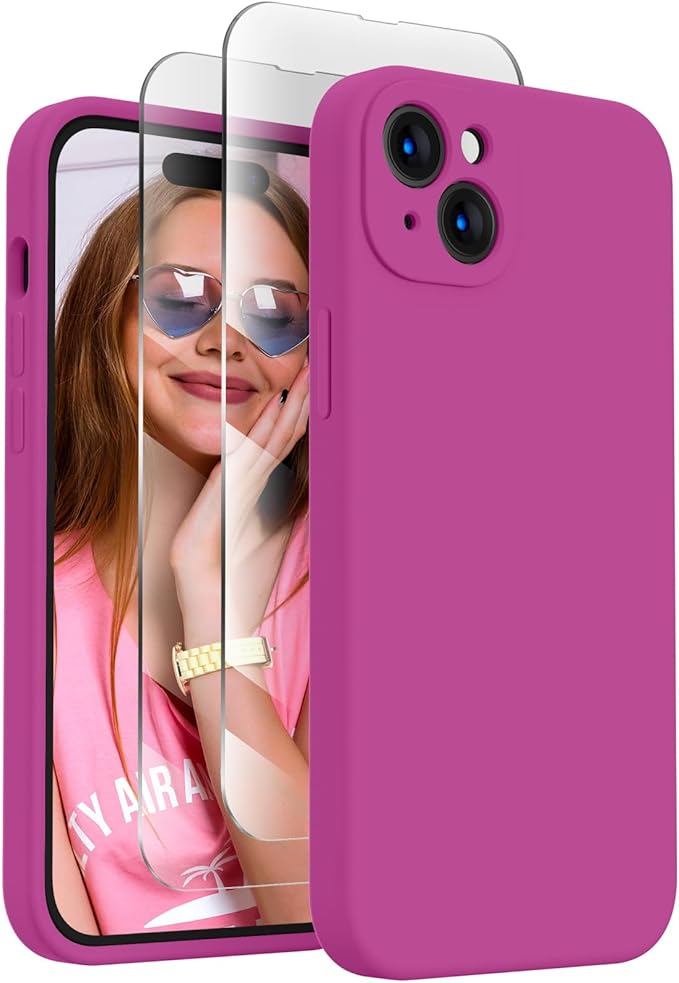 FireNova Designed for iPhone 15 Plus Case, Silicone [Camera Protection] Case, Soft Anti-Scratch Microfiber Lining Inside, 6.7 inch, Shocking Pink