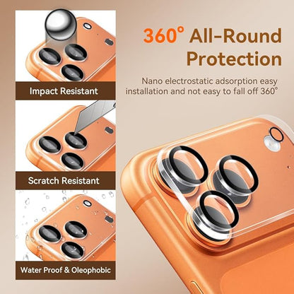 Camera Lens Protector for iPhone 17 Pro 6.3",9H Tempered Glass，Ultra HD, Scratch Resistance Easy to Install，Case Friendly， 3-Pack (iPhone17 pro)