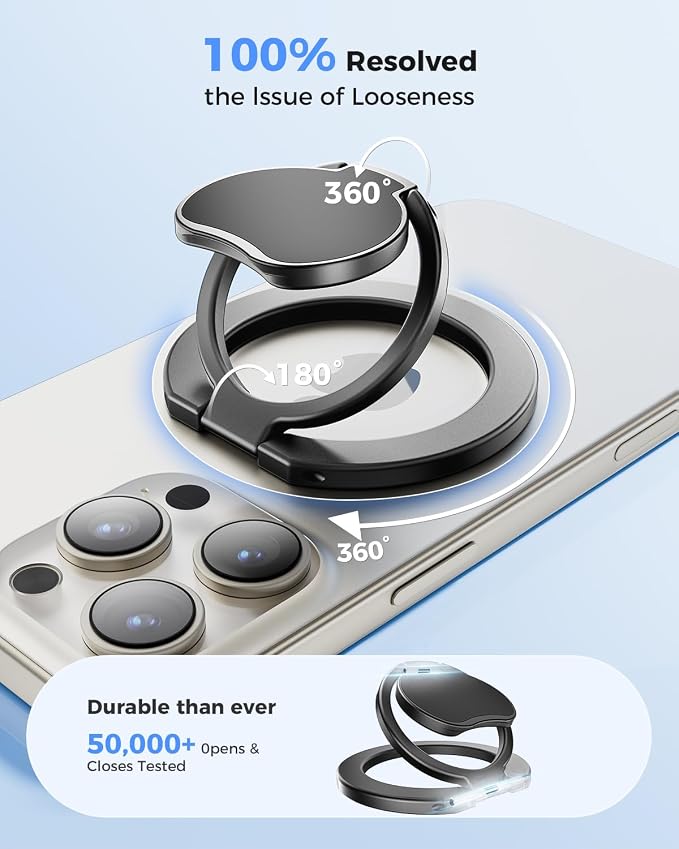 SUPERONE【Upgraded】 Ultra-Thin Magnetic Phone Grip for MagSafe Ring Holder, Removable Gym Dual-Sided Magnets MagSafe Kickstand for iPhone 17/16/15/14/13/12 & All Smartphones, Fit Magnetic Car Mount