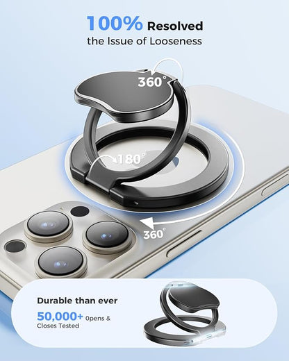 SUPERONE【Upgraded】 Ultra-Thin Magnetic Phone Grip for MagSafe Ring Holder, Removable Gym Dual-Sided Magnets MagSafe Kickstand for iPhone 17/16/15/14/13/12 & All Smartphones, Fit Magnetic Car Mount