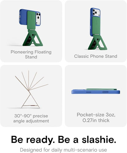MOFT Phone Tripod Stand Selfie Stick for iPhone, Multi-Angles iPhone Stand, Lightweight & Portable Phone Holder, Strong Magnets, MOVAS Vegan Leather, Travel Essentials, Sapphire (Without Card Slot)