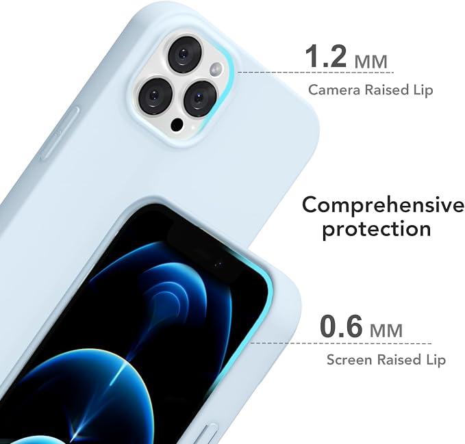 for iPhone 12 Pro Max Case Silicone Compatible with Magsafe Case, Ultra Slim Thin Magnetic Phone Cases Mag Safe, Cute Soft Rubber Gel Matte Plain Wireless Charging Cover for Women, Light Blue