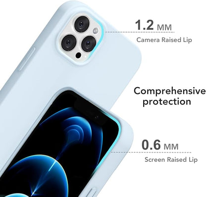 for iPhone 12 Pro Max Case Silicone Compatible with Magsafe Case, Ultra Slim Thin Magnetic Phone Cases Mag Safe, Cute Soft Rubber Gel Matte Plain Wireless Charging Cover for Women, Light Blue
