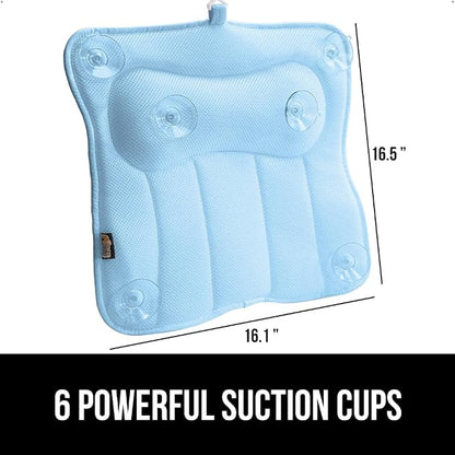 GORILLA GRIP Bath Pillow for Tub, 6 Strong Suction Cups, 4D Mesh FlexComfort Headrest for Neck, Head and Back Support, Luxury Machine Washable Pillows, Bathtub Accessories, Spa Gifts for Women, Blue