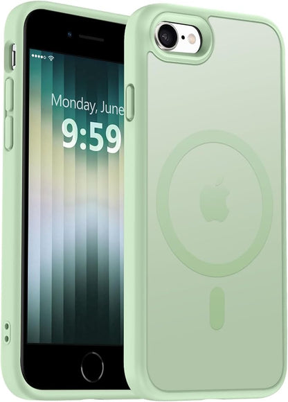 MOCCA Strong Magnetic for iPhone SE Case 2022/iPhone SE 2020 Case/iPhone 7 Case/iPhone 8 Case [Compatible with Magsafe] Slim Thin Translucent Matte Protective Cover Phone Case 4.7'', Light Green