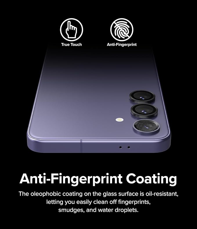 Ringke Camera Lens Frame Glass Compatible with Samsung Galaxy S24 Plus Camera Lens Protector 5G, Glass Covers and Aluminum Alloy Frames - Black