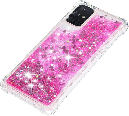 Glitter Case Silicone für Galaxy A71 Liquid Pink, Womens Girls Bling Liquid Floating Phone Case Bumper Cover Yellowing-Resistant Gel Silicone Protective Back Case compatible with Samsung Galaxy A71