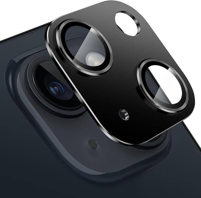 Compatible with iPhone 14 and iPhone 14 Plus Camera Lens Protector, Anti-Scratch Tempered Glass Camera Screen Protector Shockproof Full Protective Camera Cover Case Friendly Lens Cover-Black