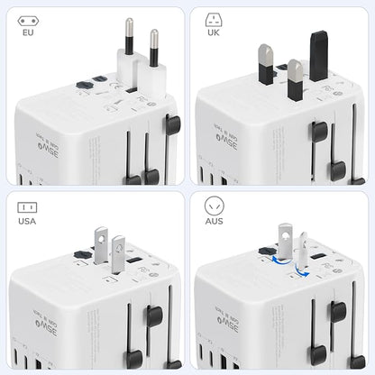 Hichain 35W Universal Travel Adapter, 7-in-1 International Power Adapter | Fast Charging Adapter for Europe Plug Universal Power Block, GaN Travel Adapter Worldwide Portable Plug for EU, UK, US, AUS