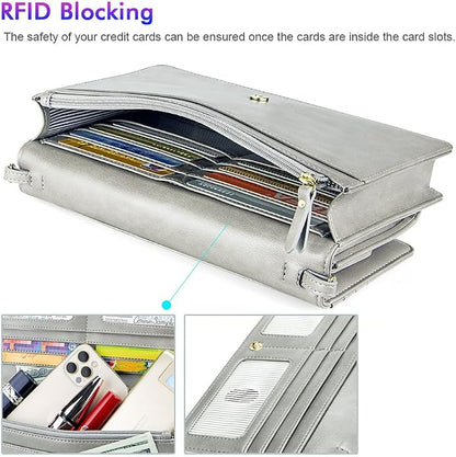nuoku Women Small Crossbody Bag Cellphone Purse Wallet with RFID Card Slots 2 Straps Wristlet