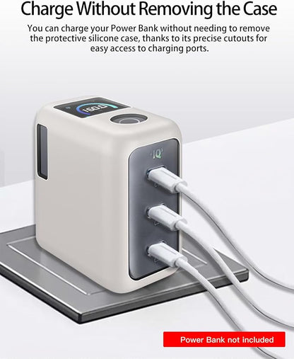 Silicone Case for Anker 160W 3-Port Compact USB C GaN Charger Block,Full-Body Protective Cover for Anker Prime Charger,Precise Port Cutouts (Case Only) Grey