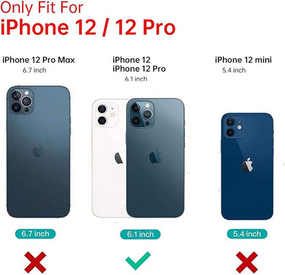 Ultra Slim Liquid Silicon Gel Case Compatible with iPhone 12,for iPhone 12 Pro 6.1 inch 2020 with Card Holder Sleeves Slot Anti-Scratch Shockproof Wallet Cover with Screen Protector (Black)