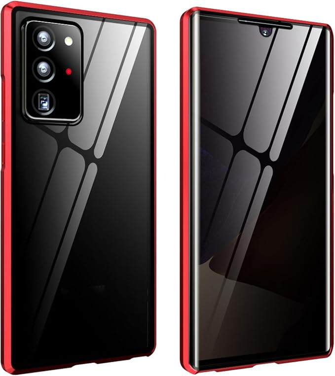for Samsung S24 Ultra Magnetic Tempered Glass Double-Sided Phone Case, Anti peep Adsorption Cover, 360 Full Body Protection Magnetic Phone Case for Samsung Note Series (S25Edge,Red)