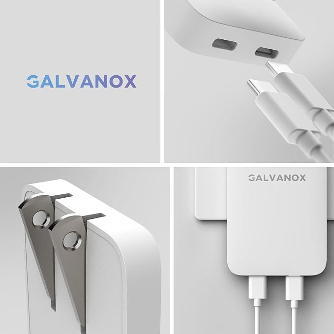 (3 Pack) Galvanox Dual USB-C Flat Wall Charger - Fast Charging Ultra Slim Outlet Plug, Multi Port Type C for iPhone 13, 14, iPhone 15 Pro Max and Samsung Galaxy Phones (20W)