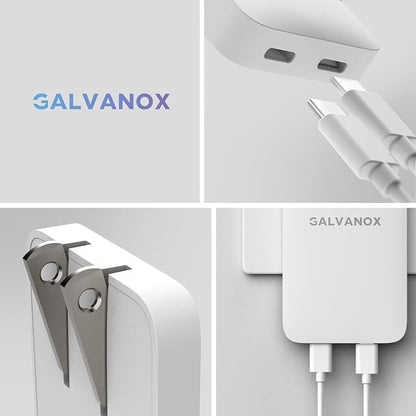 (3 Pack) Galvanox Dual USB-C Flat Wall Charger - Fast Charging Ultra Slim Outlet Plug, Multi Port Type C for iPhone 13, 14, iPhone 15 Pro Max and Samsung Galaxy Phones (20W)