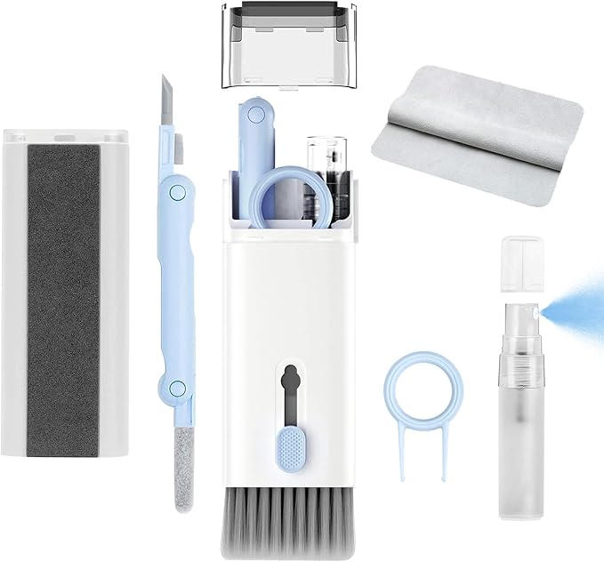 7 in 1 Electronic Cleaner kit - Keyboard Cleaner, Keyboard Cleaning Kit, Laptop Cleaner with Brush, Electronic Cleaner for Laptop/Phone/Computer/Screen (Give Away a Flannel Cloth) Blue