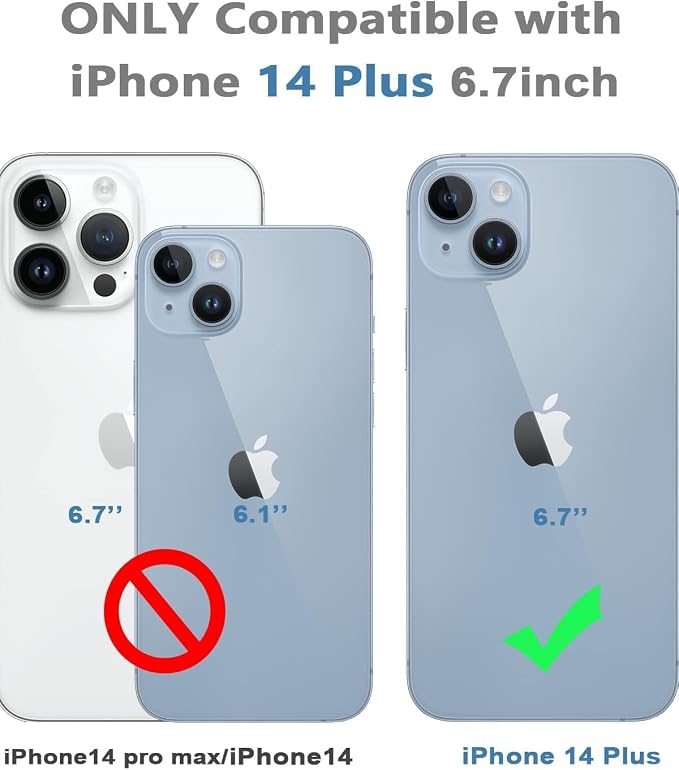 Design for iPhone 14 Plus Waterproof Case 6.7‘’, Full Body Shockproof Dust Proof Phone Case Cover with Built in Screen Protector - Black