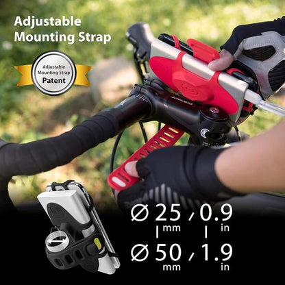 Bone Bike Tie Pro Pack 1, Bike Cell Phone + Charger Mount for Stem, Scratch-Free Silicone Holder, Universal Cycling Phone + Power Bank Holder Compatible with Most Smartphone (Black - 2-in-1 Mount)