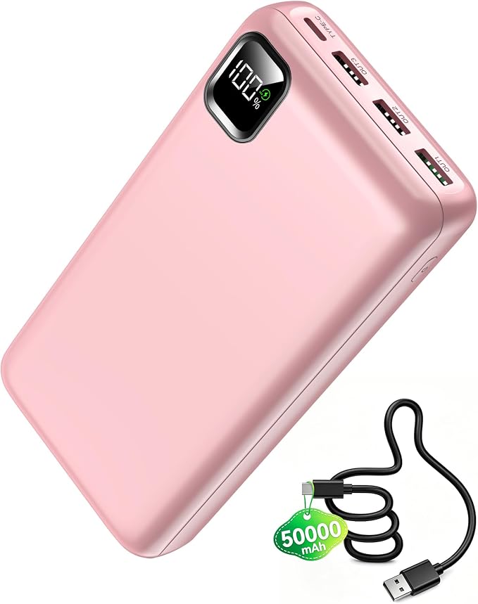 Portable Charger Power Bank 50000mAh Fast Charging Battery Bank | 30W USB C External Battery Pack LED Digital Display Phone Charger Travel Essential for iPhone 17/16/15/14/13/12, Samsung etc