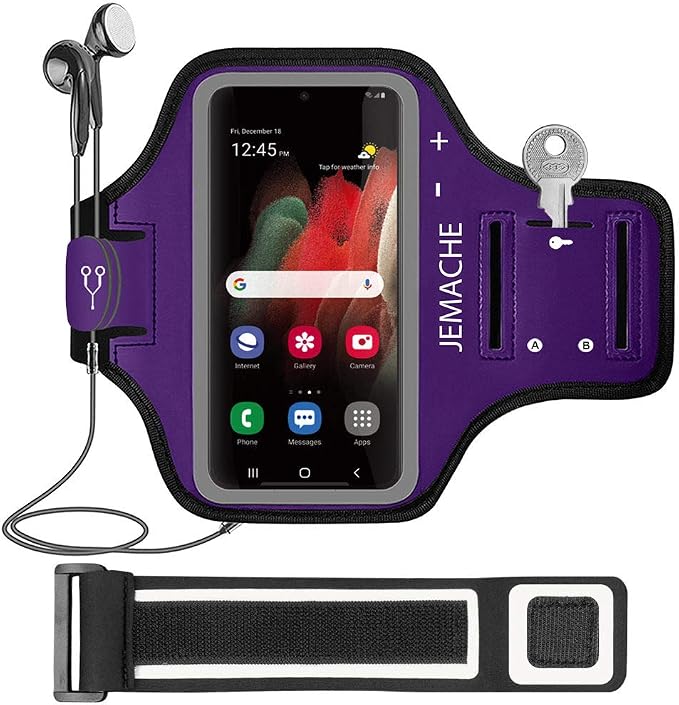 Galaxy FE Armband, JEMACHE Armband for Samsung Galaxy S25/S24/S23/S21 FE, S25 Edge, Gym Running Workouts Phone Arm Band (Purple)