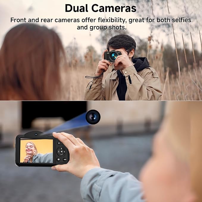 Digital Camera, 4K WiFi 75MP Compact Camera with Touchscreen 16X Zoom, Autofocus Vlogging Travel Camera, 32GB SD Card for Teens Boys Girls Beginners (Black)