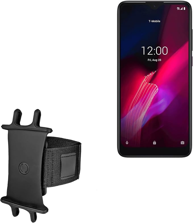 BoxWave Holster Compatible with T-Mobile REVVL 4 - ActiveStretch Sport Armband, Adjustable Armband for Workout and Running - Jet Black