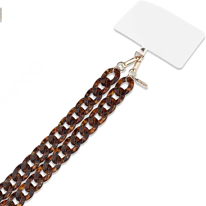 Case-Mate Crossbody Phone Lanyard / Chain [Works with All Phones] Hands-Free Strap - Cell Phone Charm - Neck Chain Holder for iPhone 17 Pro Max / 16 Pro Max / 15 Pro Max / 14 / S26 - Tortoiseshell