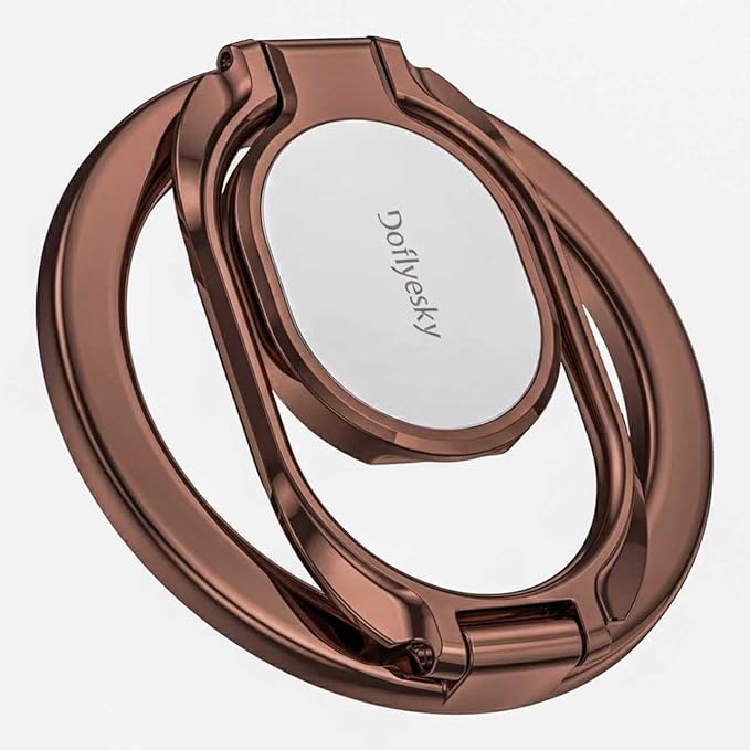 Magnetic Phone Ring Holder for Magsafe Phone Grip, Double-Sided Magnetics Adjustable Gym Finger Ring Grip Kickstand, Removable Phone Grip, for iPhone, iPad and Smartphones(Brown)