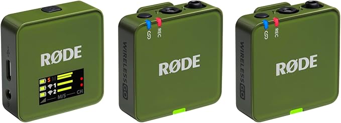 RØDE Wireless GO (Gen 3) – Compact Wireless Mic – Pristine Audio, 32-bit Float Recording, Automatic Level Control, for Phones, Cameras and Computers (Moss)