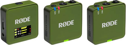 RØDE Wireless GO (Gen 3) – Compact Wireless Mic – Pristine Audio, 32-bit Float Recording, Automatic Level Control, for Phones, Cameras and Computers (Moss)