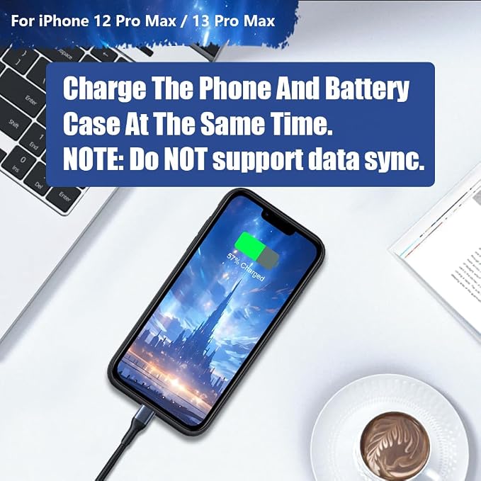 Sitong [Upgraded Battery Case for iPhone 12 Pro Max & iPhone 13 Pro Max, 6000mAh Rechargeable Extended Battery Charging Charger Case, Add 100% Extra Juice (6.7 Inches) Black