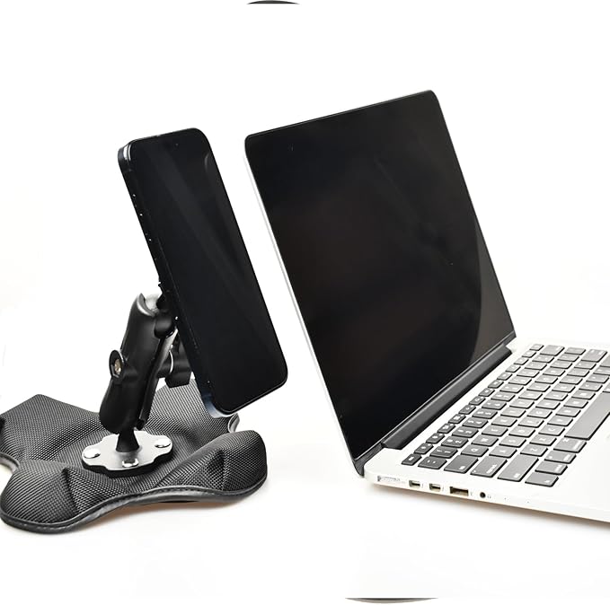 Magnetic Phone Holder for Desk&Car Dash,Aluminum Arm, Non-Slip Beanbag Base, 360° Rotation at 3 Points, Compatible with MagSafe iPhone 12-16 Series, Fits RAM B Size 1" Ball