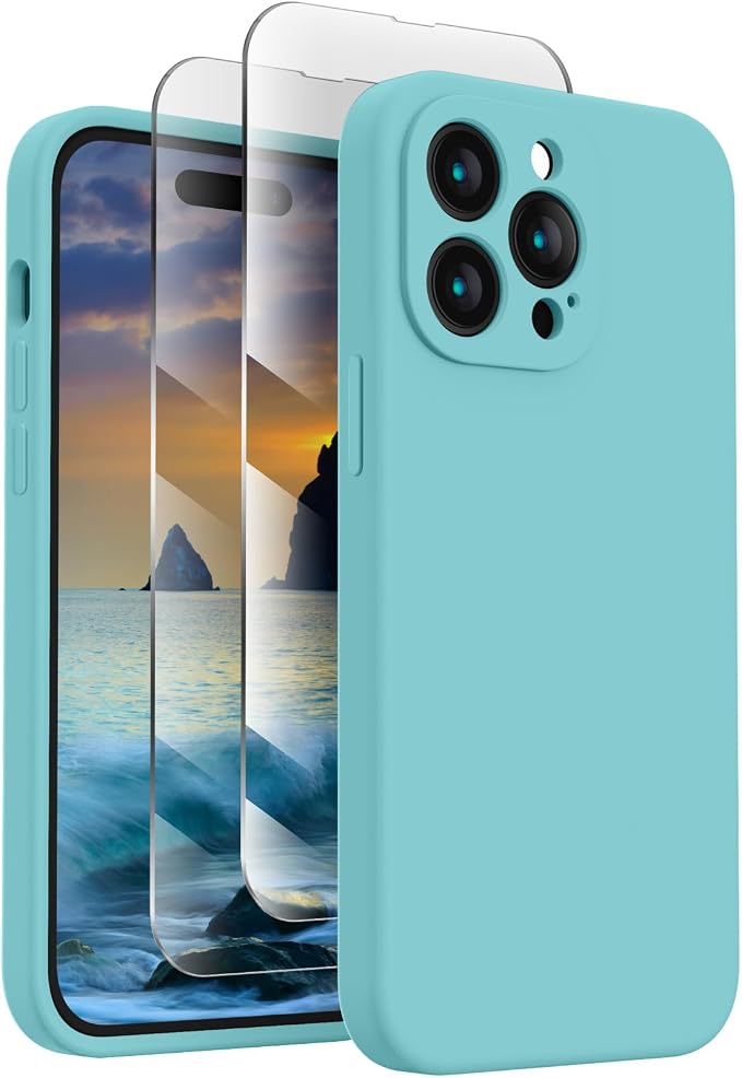 FireNova Designed for iPhone 14 Pro Max Case, Silicone Upgraded [Camera Protection] Case, Soft Anti-Scratch Microfiber Lining Inside, 6.7 inch, Sea Blue
