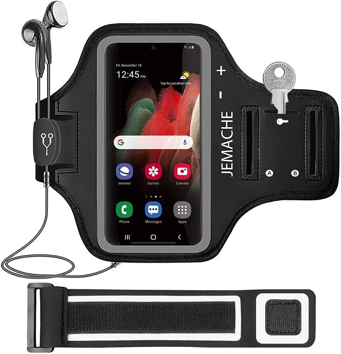 JEMACHE Armband for Samsung Galaxy A36 A35 A26 A25 A16 A15 A14, Gym Running Workouts Phone Arm Band (Black)