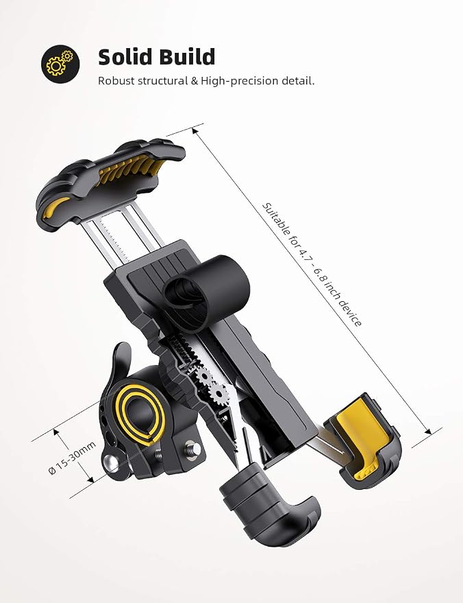 Lamicall Bike Phone Holder, Motorcycle Phone Holder – 360° Handlebar Mount with Rotation for iPhone 17 16 15 14 13 12 Pro Max Plus Mini XS XR X 8, Samsung, Huawei, 4.7-6.8 Inch Smartphones – Yellow