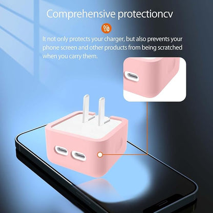 Case for Apple 35W Power Adapter,NOUKAJU Silicone Protective Cover,Drop-Proof,Scratch-Proof,Shock-Proof,Protective Case for Apple 35W Charger(Pink)