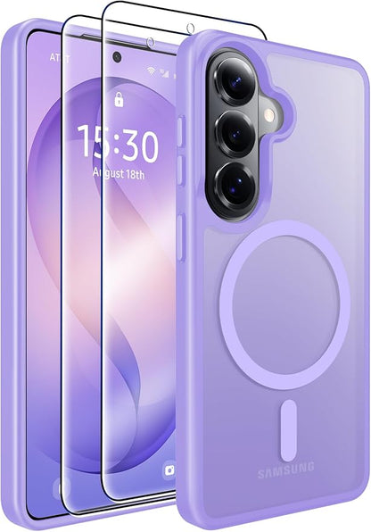MOZOTER for Samsung Galaxy S26 Plus Case with Magnetic,[Compatible with MagSafe][12Ft Military Dropproof][2*Screen Protector] Translucent Anti-Slip Back Slim Shockproof Case for S26 Plus-Purple