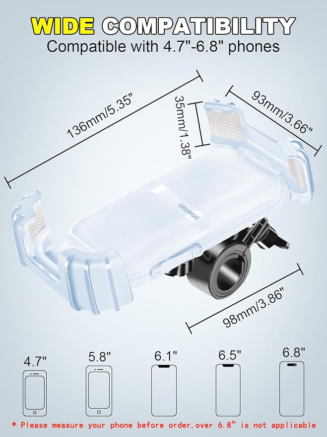 Bicycle Cell Phone Holder,Handlebar Motorcyle Bike Phone Holder,Handlebar Phone Clamp,1s Lock & Ultra-Stable,Silicone Wrapped Phone Mount,Phone Stand for E-Bike,Scooter,Stroller,ATV