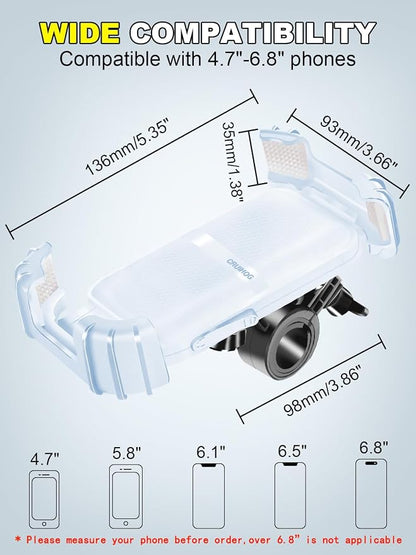 Bicycle Cell Phone Holder,Handlebar Motorcyle Bike Phone Holder,Handlebar Phone Clamp,1s Lock & Ultra-Stable,Silicone Wrapped Phone Mount,Phone Stand for E-Bike,Scooter,Stroller,ATV