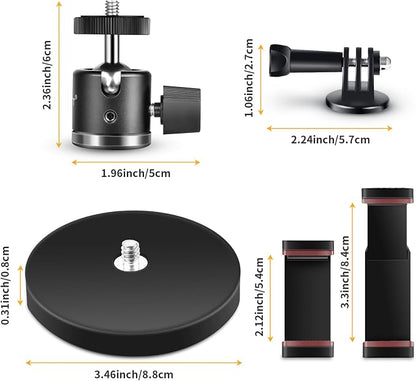 UTEBIT Magnetic Camera Mount for Action Camera, 66lb Strong Magnetic Mount with 360° Rotation Ball Head for Car or Magnetic Surfaces, Compatible with Gopro Hero 13, DJI Osmo Action Osmo Nano, Insta360
