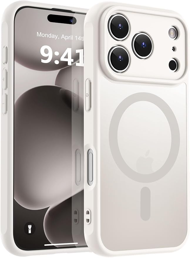MOCCA Magnetic for iPhone 17 Pro Max Case, (Compatible with Magsafe) (16FT Military Grade Protection) Full Camera Protection Anti-Fingerprint Slim Translucent Matte Phone Cover 6.9",Stone