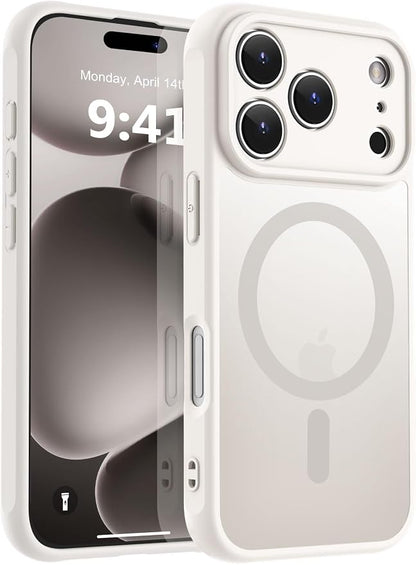 MOCCA Magnetic for iPhone 17 Pro Case, (Compatible with Magsafe) (16FT Military Grade Protection) Full Camera Protection Anti-Fingerprint Slim Translucent Matte Phone Cover 6.3",Stone