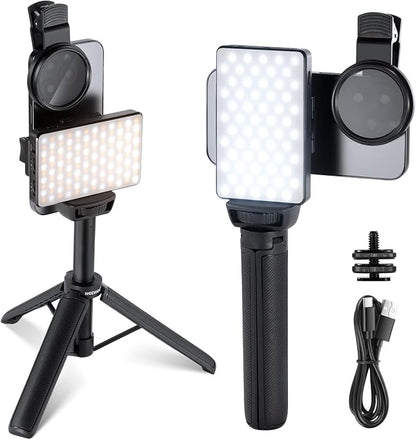 NEEWRE Basics LED Selfie & Tattoo Light Compatible with iPhone, Clip on CPL Filter/Tripod Stand/Phone Holder, Fill Lighting Remove Reflection for Art Food Jewelry Photography Video Recording, BL120B