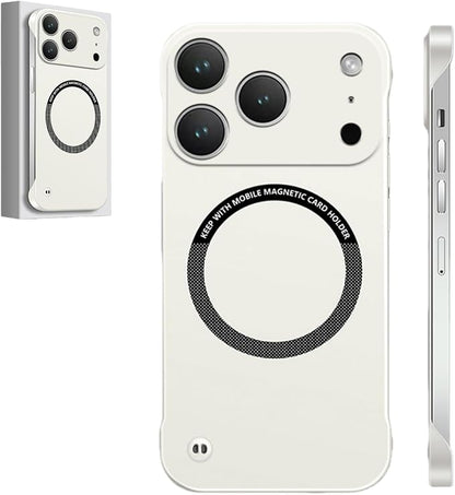 Frameless Magnetic Series Designed for iPhone 17/16/15/14/13 Pro Max Case, Shockproof Phone Cover for iPhone 17 Pro Compatible with MagSafe, Lightweight Minimalist (for iPhone14Pro,White)