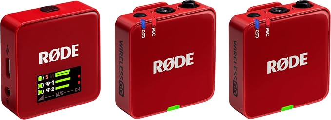 RØDE Wireless GO (Gen 3) – Compact Wireless Mic – Pristine Audio, 32-bit Float Recording, Automatic Level Control, for Phones, Cameras and Computers (Red)