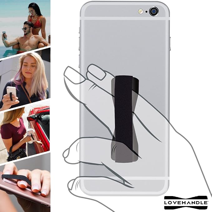 LOVEHANDLE Universal Phone Grip for Smartphones & Mini Tablets - Phone Holder for Hand - Wireless Charging Compatible - Made in The USA - Hibiscus Purple