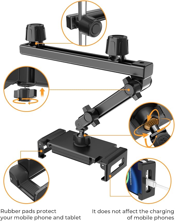 Tablet Holder for Car, Extendable & Pivoting Headrest Mount to Keep Kids Engaged – Road Trip Essential for 5.5-11" Devices (1 Pack)