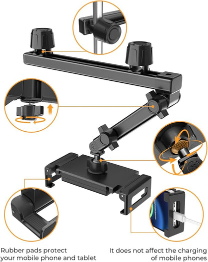 Tablet Holder for Car, Extendable & Pivoting Headrest Mount to Keep Kids Engaged – Road Trip Essential for 5.5-11" Devices (1 Pack)