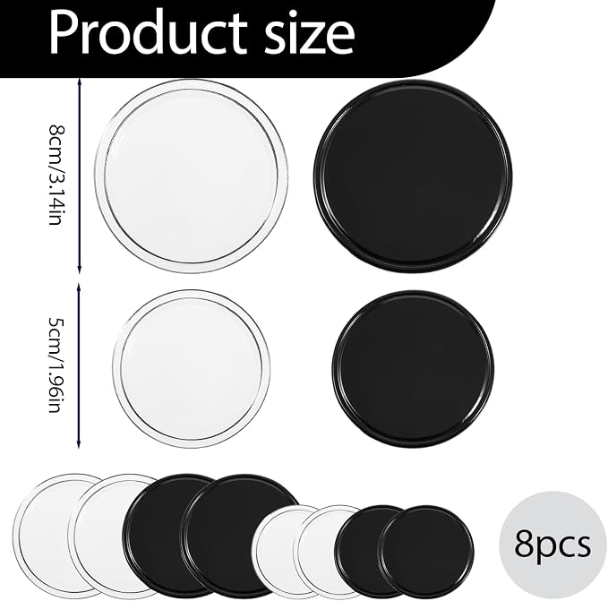 8 Pcs Sticky Gel Pads Reusable Silicone Non Slip Gel Pads Multi Function Removable Dashboard Mat Non Slip Sticky Mat for Car Dashboard Phone, Glass, Mirrors, Keys (White and Black)